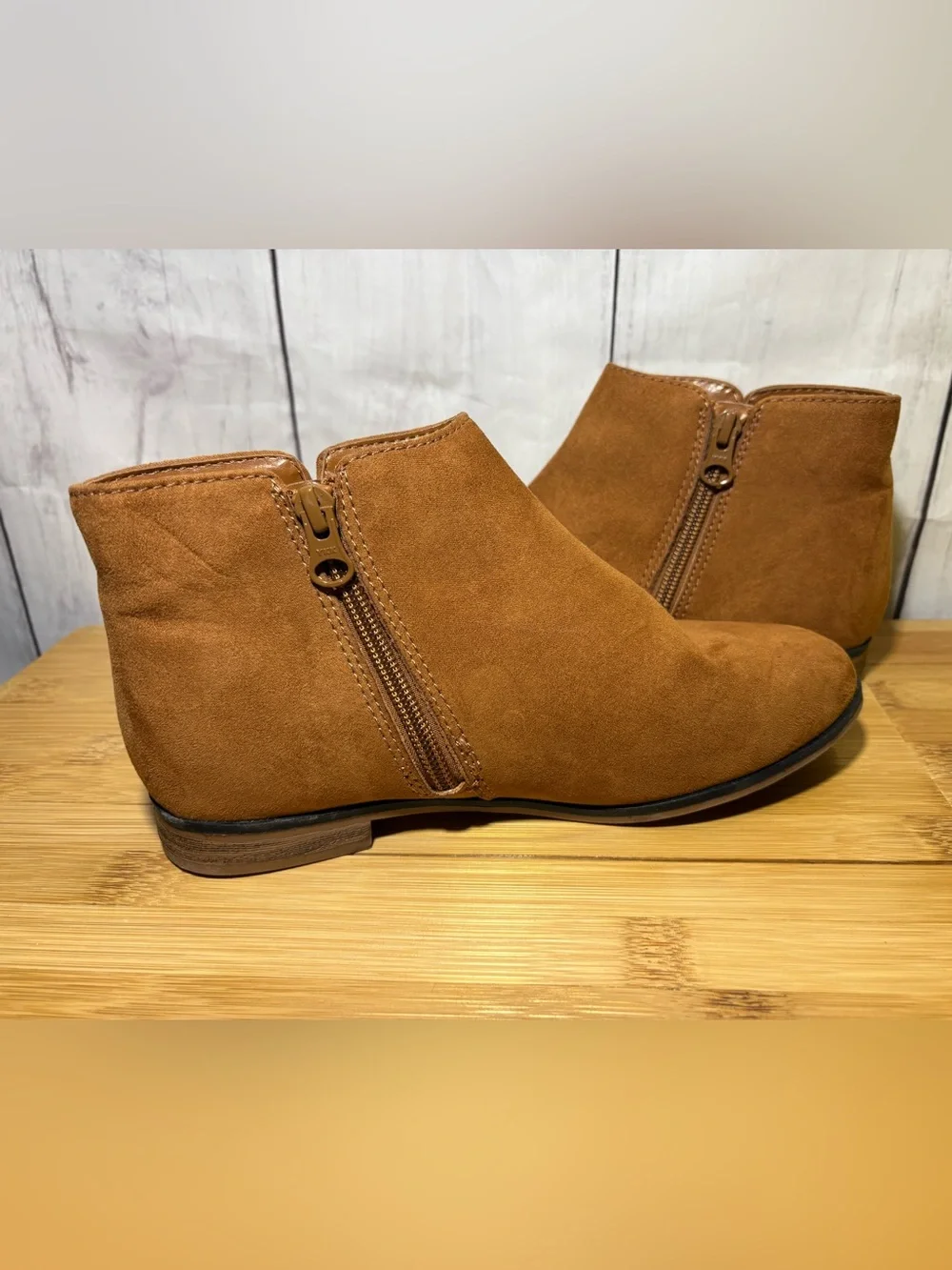 Cat & Jack Brown Faux Suede Side-Zip Kids Ankle Boots